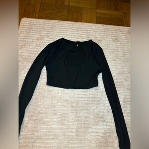 SHEIN SXY Cut Out Raglan Sleeve Pearl Detail Crop Tee